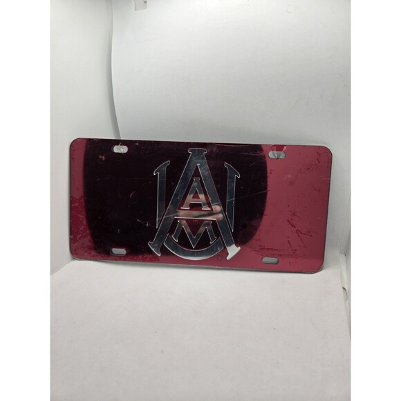 Alabama A&M Bulldogs Red Mirrored Laser Cut License Plate Laser Tag - Picture 1 of 3